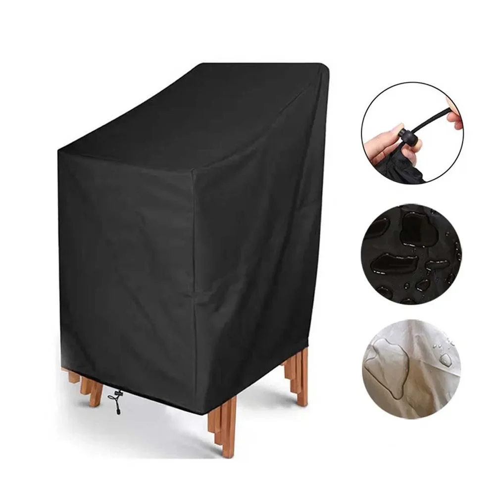 3 Sizes Dustproof Chair Organizer Stacked Chair Dust Cover Storage Bag Outdoor Garden Patio Furniture Protector Waterproof 2
