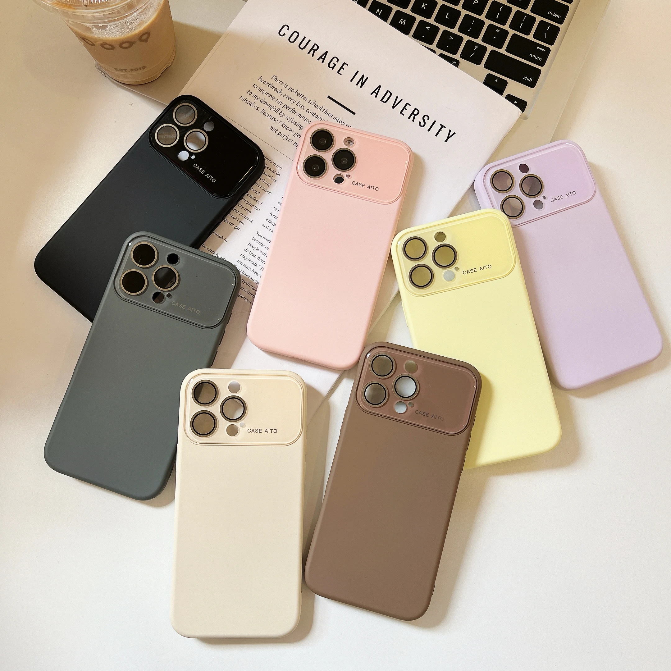 Lens Film Protection Matte Silicone Shockproof Solid Color Case with Large Window