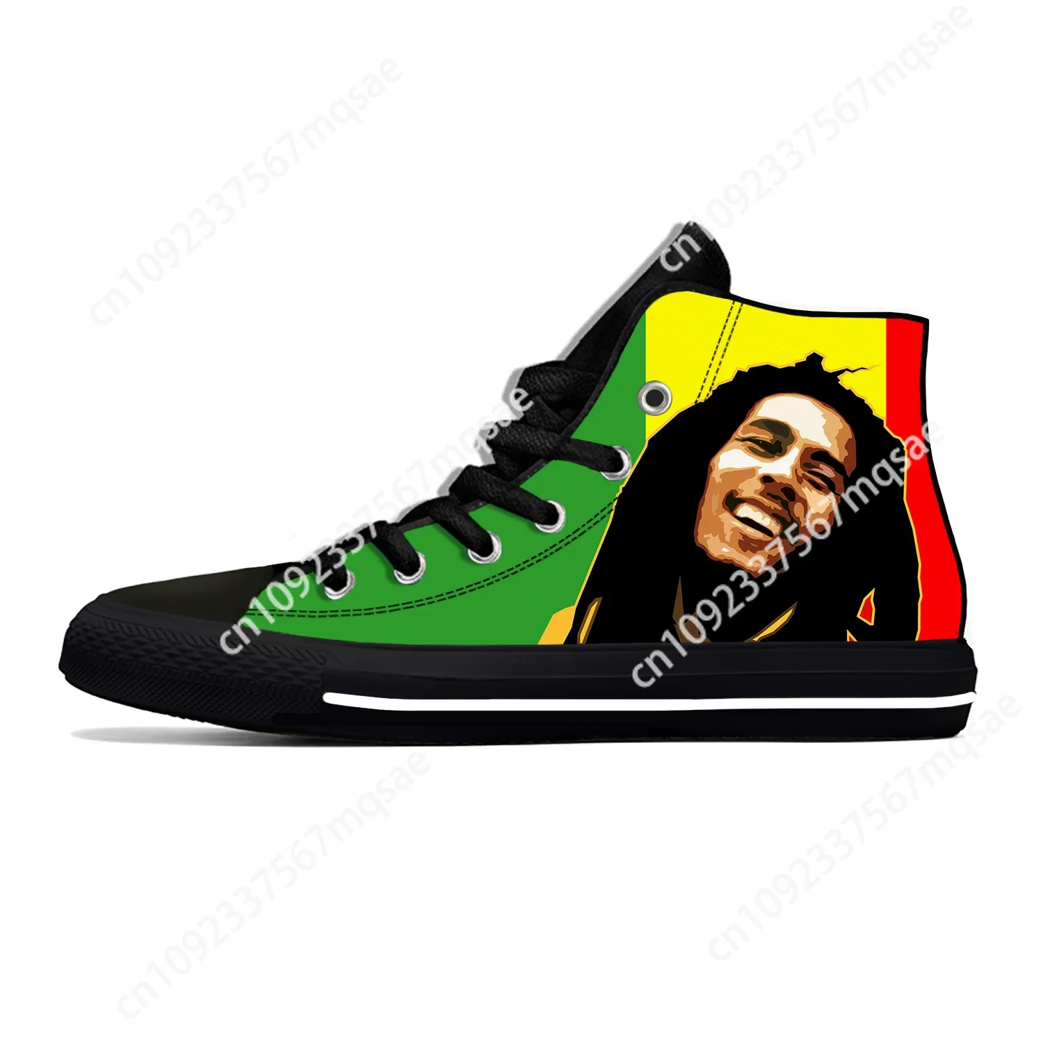Bob Marley Reggae Star Rasta Rock Music Fashion Casual Cloth Shoes High Top Lightweight Breathable Men Women Sneakers