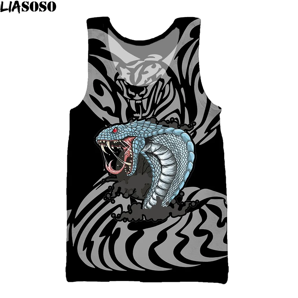 

LIASOSO Cold-Blooded Animal Snake Dark Python Sleeveless Tank Top Unique Harajuku Summer Style Men Women Loose Anime Print Vest