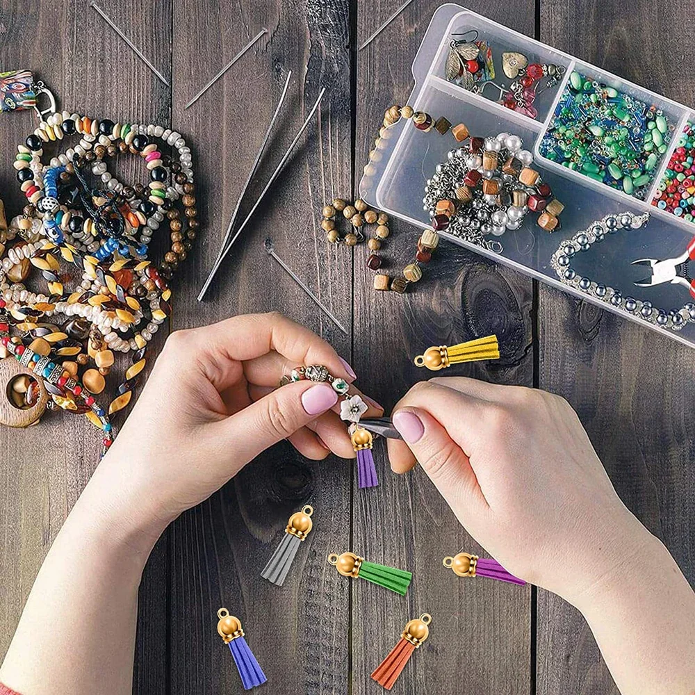 5-20Pcs Keychain Tassels Bulk Leather Tassel Colored Suede Tassel Pendants for DIY Craft Keychain Jewelry Making Accessories