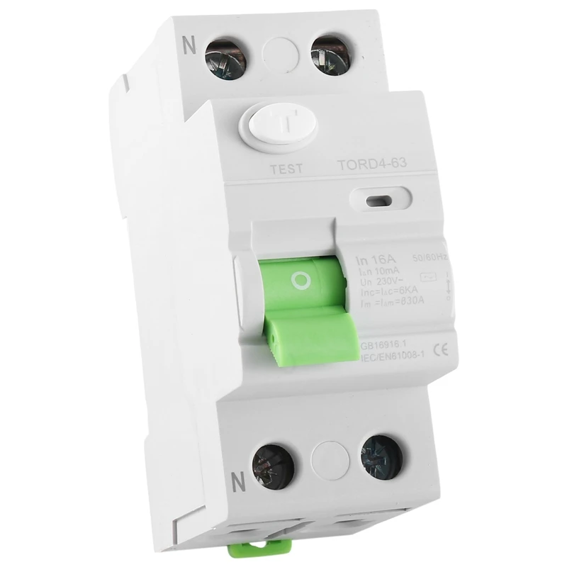 

AC 2P 6KA RCCB RCD 230V Residual Current Circuit Breaker Differential Breaker Safety Switch TORD4-63, 2P