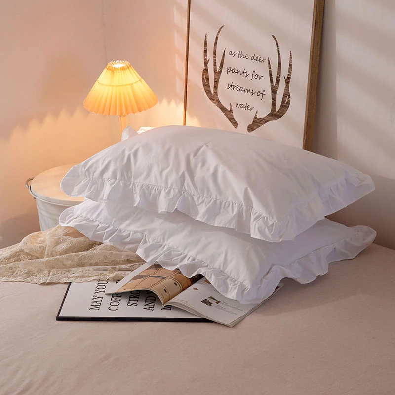 1 Pair Luxury White Pillowcase 100 Cotton Pillow Case Home Bedding