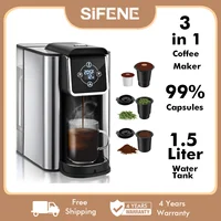 SIFENE 3-in-1 Single Serve Coffee Maker for K-pods, Ground Coffee, and Loose Leaf Tea, Custom Temperature and Strength Control 1