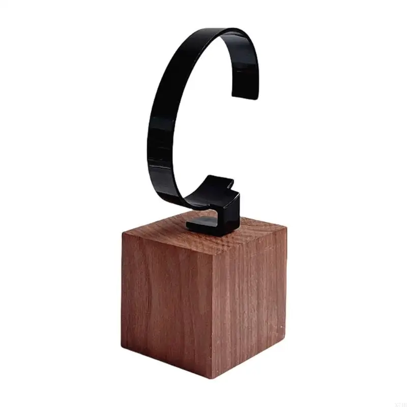 Space Saving Walnut C Circle Watch Stand Sophisticated Watches Showcase Rack Timepiece Holder for Home and Shop Use