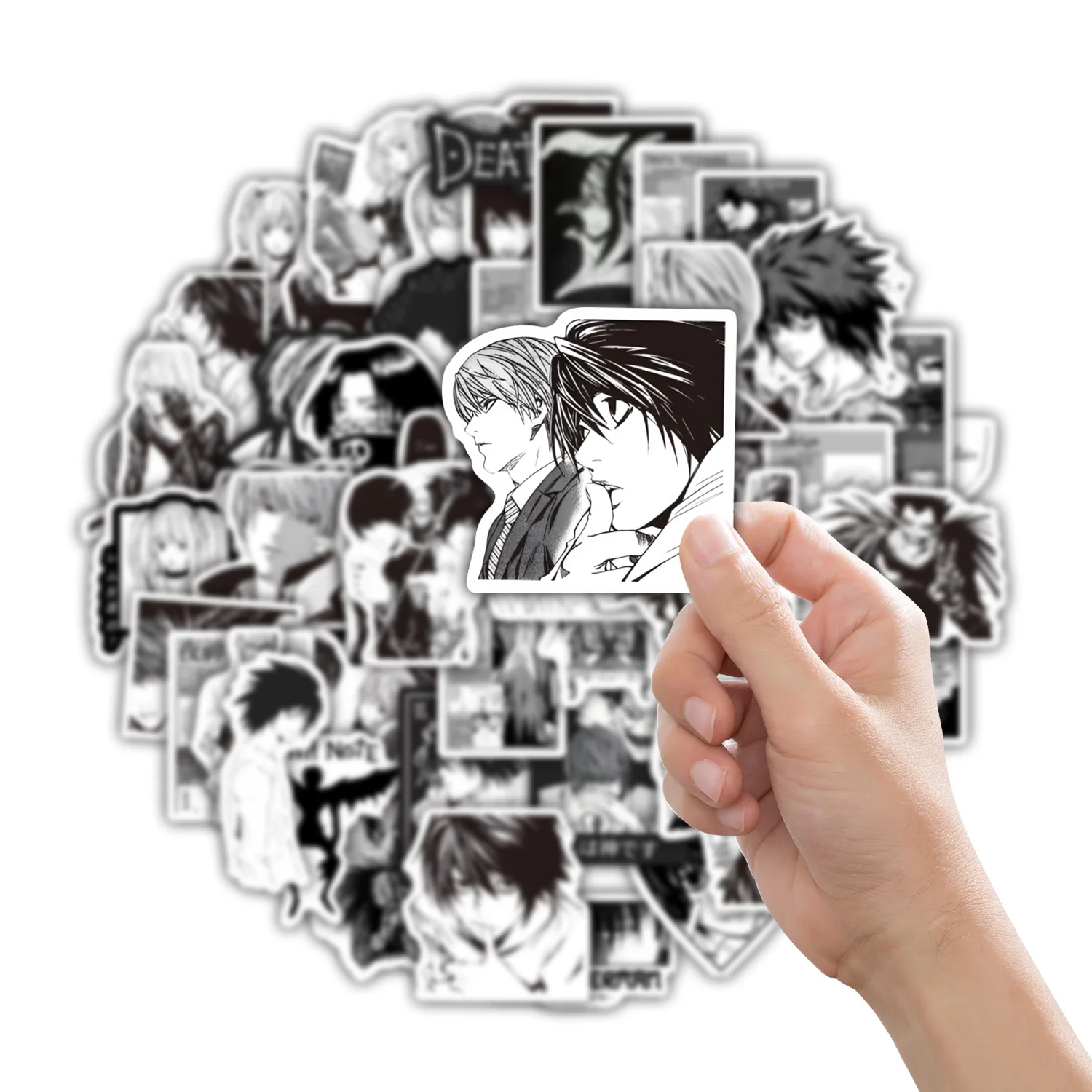 55PCS 애니메이션 데스 노트 스티커 블랙 화이트 데칼 스크랩북 수하물 노트북 자전거 가방 자동차 그래피티 스티커 장식 장난감
