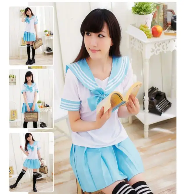 Summer Japanese school uniforms anime cosplay sailor suit short sleeve tops+tie+skirt Navy Preppy style Students Uniform for Gir,japanese school uniform,japanese schoolgirl skirt