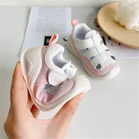 2023 New Summer Baby Shoes Leather Cut-outs Girls Sandals Soft Sole Closed Toe Little Kids Shoes Fashion Toddler Sandals 6
