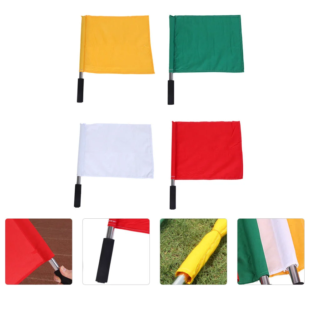 

Hand Waving Flag Fan Cheer Flags Stainless Steel Pole Racing Banner Signal Hand-cranked Commanding Referee Match