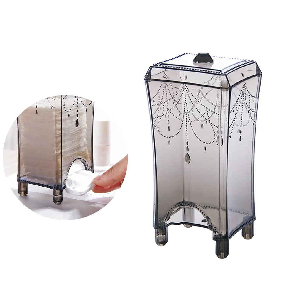 

OUNONA Makeup Organizer Cotton Pads Acrylic Swab Container Makeup Dispenser Plastic Storage Makeup Box For Makeup Swab Storage