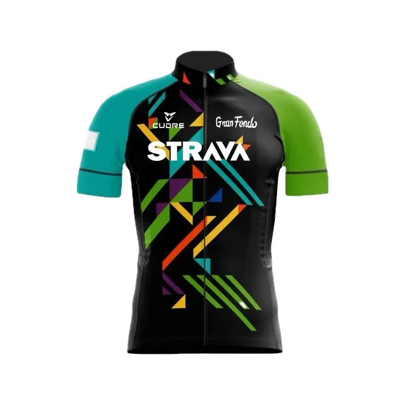サイクリング ジャージ ビブショーツ セット (STRAVA) Strava-夏のサイクリングジャージーセット,サイクリングTシャツ