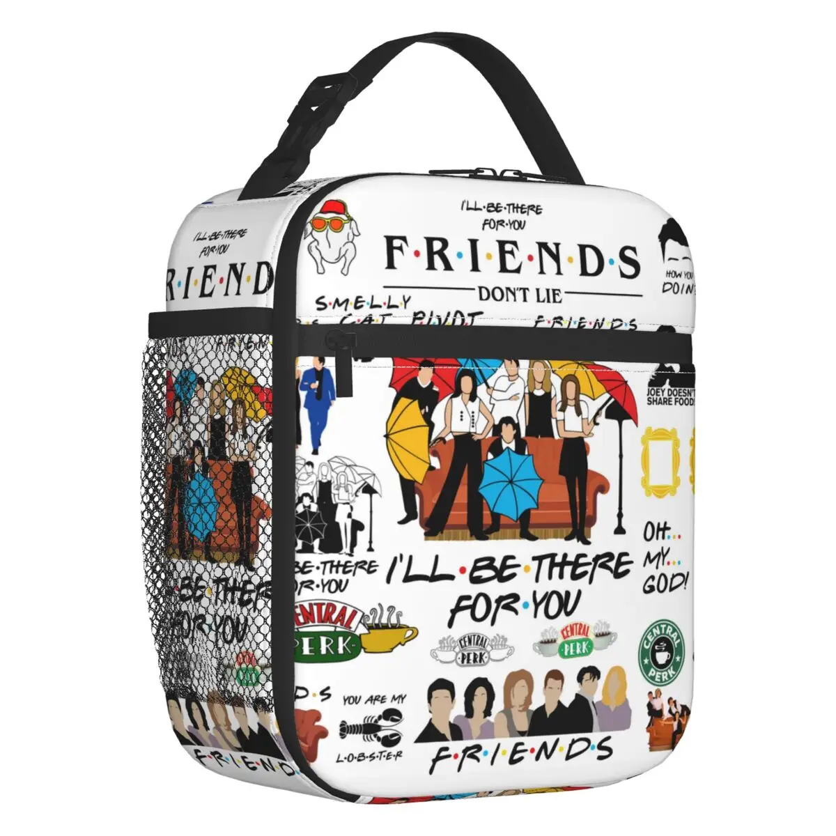 

Funny TV Show Friends Collage Insulated Lunch Bags for Women Portable Cooler Thermal Bento Box Outdoor Camping Travel