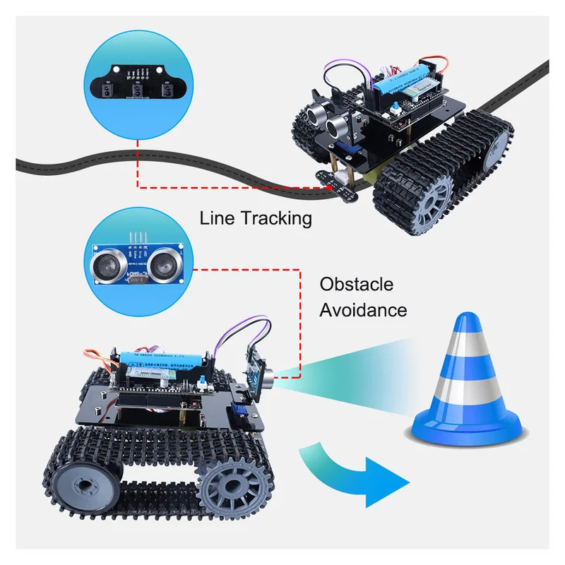 AI 기술이 적용된 프로그래밍 가능한 지능형 로봇 교육 키트 RC 트랙 로봇 조립 세트 STEM 학습
