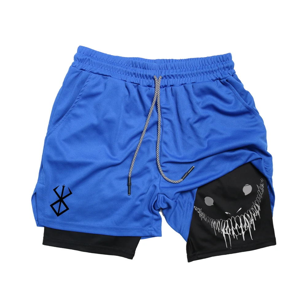 Men's Printed Double Layer Fitness Shorts 2