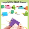 Montessori Wooden Toys Children Colorful Beaded Color Shape Matching Learning Toys Puzzle Game Toys Parent-child Interaction Toy 6