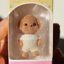 Movable Flocked Poodle Figurine - Shaggy Forest Animal Toy for Dollhouse Miniatures (A2)