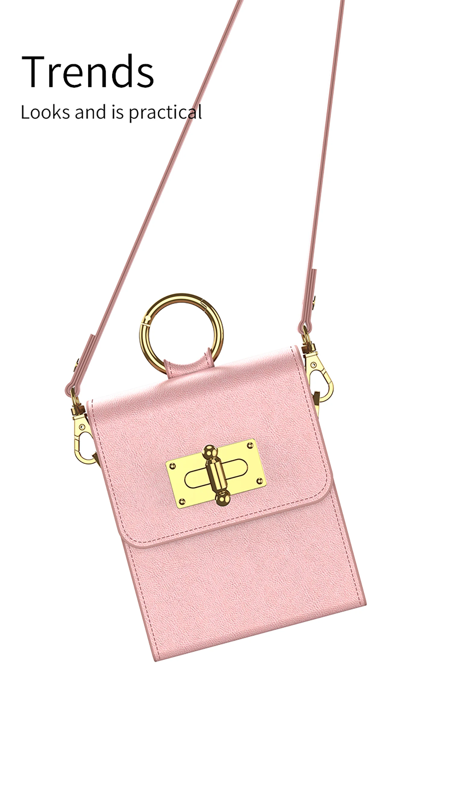 Samsung Galaxy Z Flip 3 4 5G için Mini Omuz Ultra Ince Halkalı Düz Deri Zincir Kordon Telefon Çantası_voghion.com