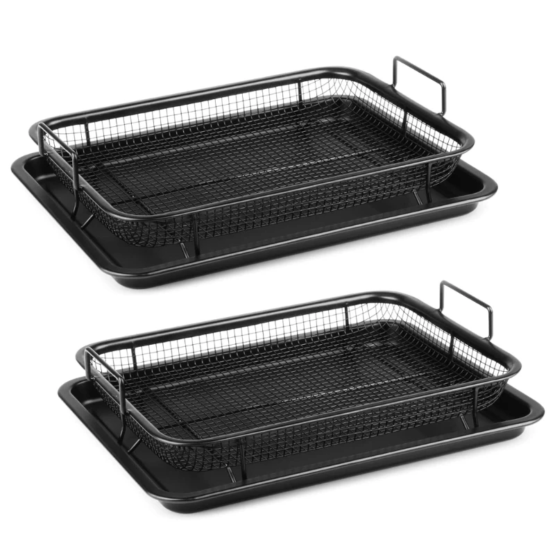 StainlessSteel Air Fryer Basket for Oven Crisper Tray and Basket Non-stick Rack New Dropship desk cable management under wire organizer basket rack cord tray metal shelf storage baskets holder for convenient accessory