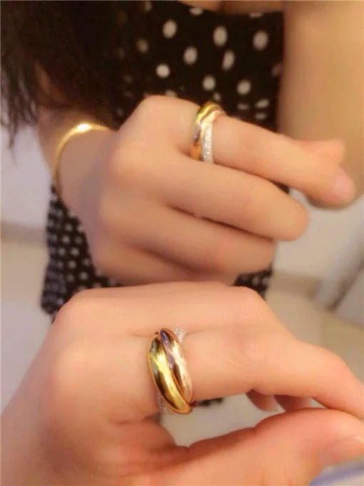 Triple Circles Gold/Rose Gold/Silver Ring Three Colors Luxury