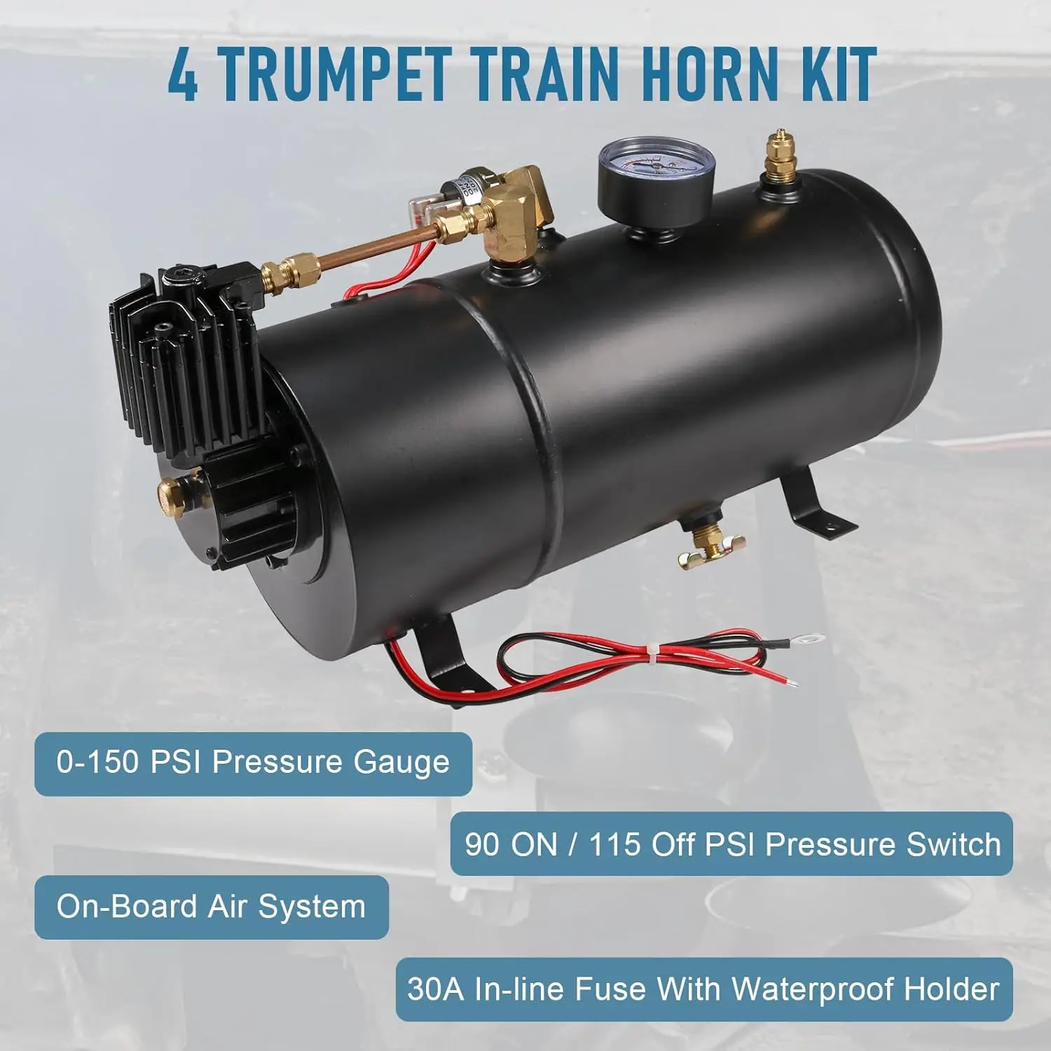 Complete Onboard System 150psi Air Compressor, 1 Gallon Air T