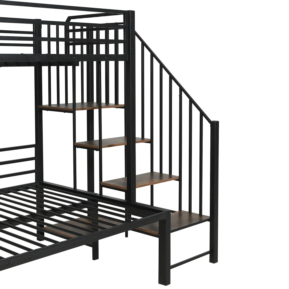 90x200cm&120x200cm Modernes Eisenbett, Etagenbett, Treppe mit Stauraum, Schlafzimmermöbel, geeignet für Kinder und Jugendliche – Detail 21
