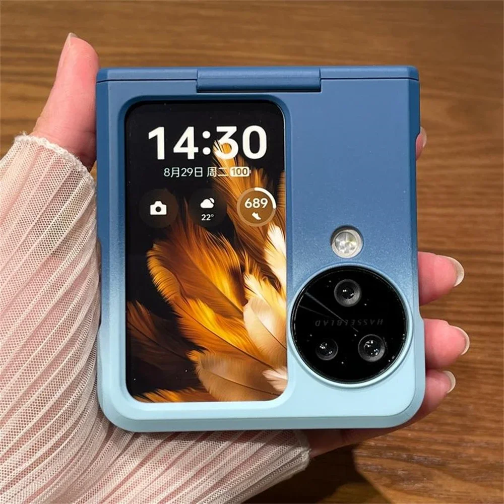 Gradient Solid Color Foldable Phone Case with Hinge Protection - Shockproof Shell
