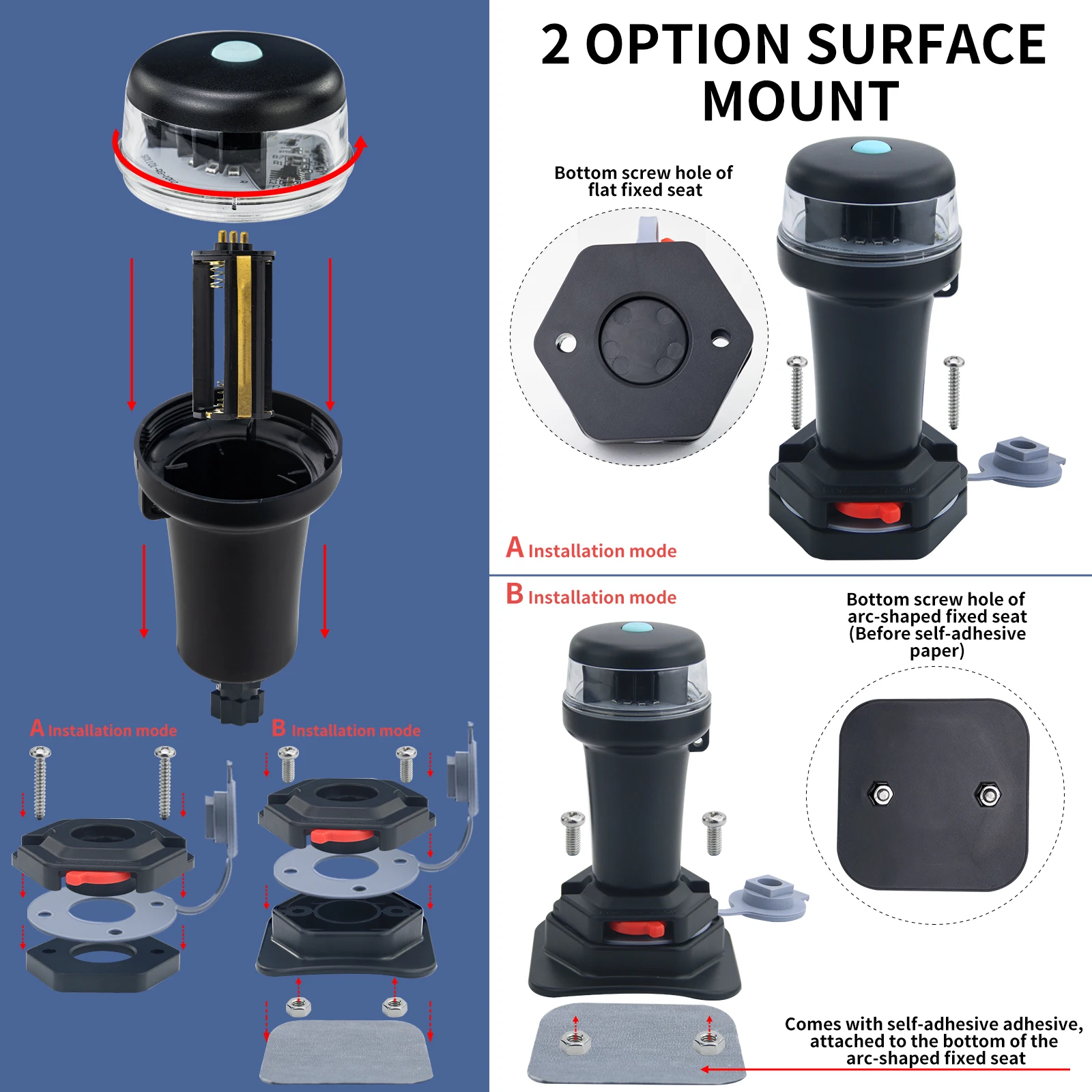 Luce Di Navigazione Mini IP65 Per Barche - LED Scintillante Per Kayak, Pontoni, Impermeabile - Foto 3