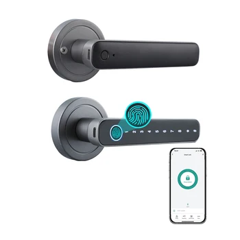 USB Fingerprint Door Lock Smart Lock Aluminum Alloy for Tuya BT Connection APP Password Key Unlocking for Homes Apartments 1