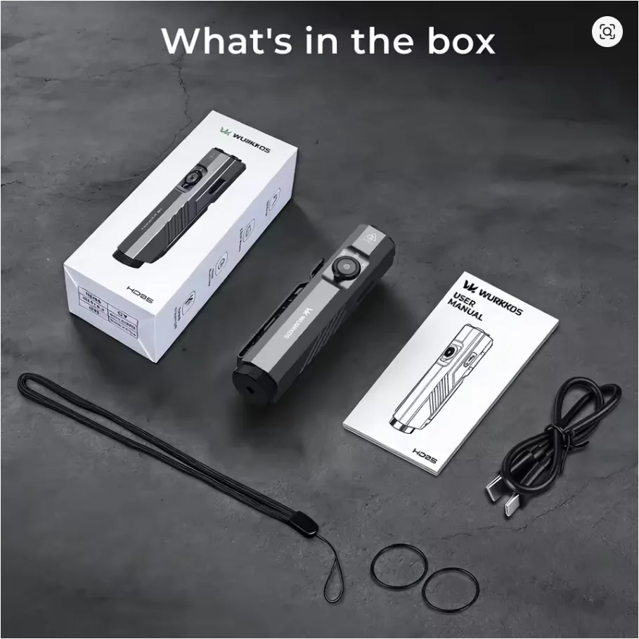 Wurkkos HD05 180도 회전 가능 ° 윙 3000루멘 4-in-1 초고휘도 EDC 손전등(UV 백색 적색광 내장) 5000mAh 배터리 포함