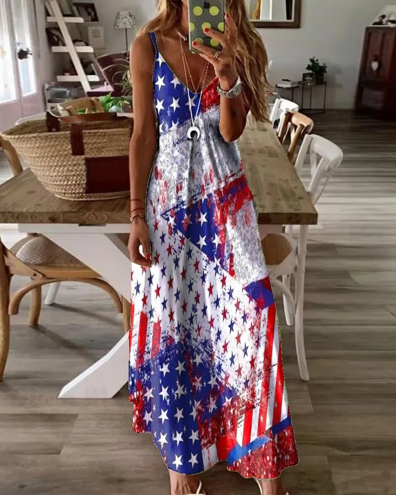 

Women's Independence Day Themed Print Dress