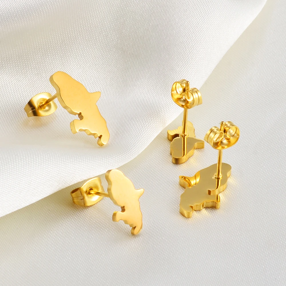 Anniyo (Two size) France Martinique Stud Earrings Stainless Steel Jewelry @274821 6