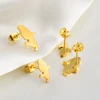 Anniyo (Two size) France Martinique Stud Earrings Stainless Steel Jewelry @274821 6