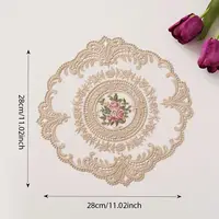 Retro Lace Placemats Handmade Embroidered Table Lace Tablecloth Pastoral Coaster Mat European Bedside Table Placemat Exquisite 6