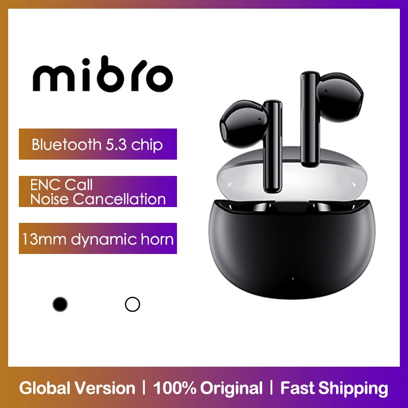 

Mibro Earbuds2 Bluetooth V5.3 Earphones 25 Hours Battery Life 13mm Dynamic Horn TWS Wireless Headphones IPX5 Waterproof Headset