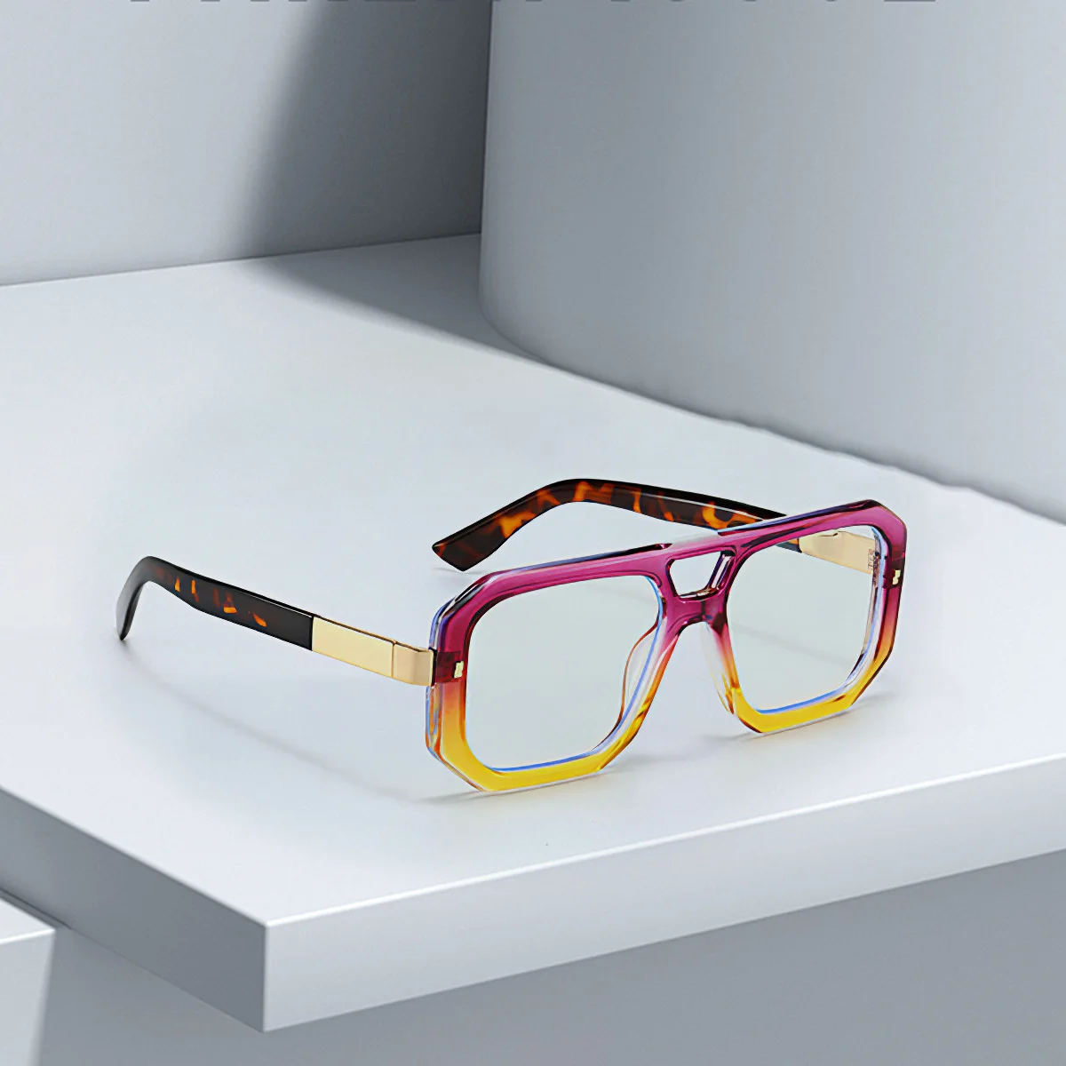 New In Black Square Anti Blue Light Glasses with Gold Lines Outlining Anti Blue Light Fashion Accessories Eye Glasses Men