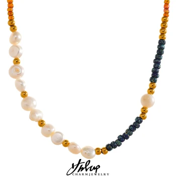 Gorgeous Natural Freshwater Pearls Measly Bead Chain Stainless Steel Handmade Necklace