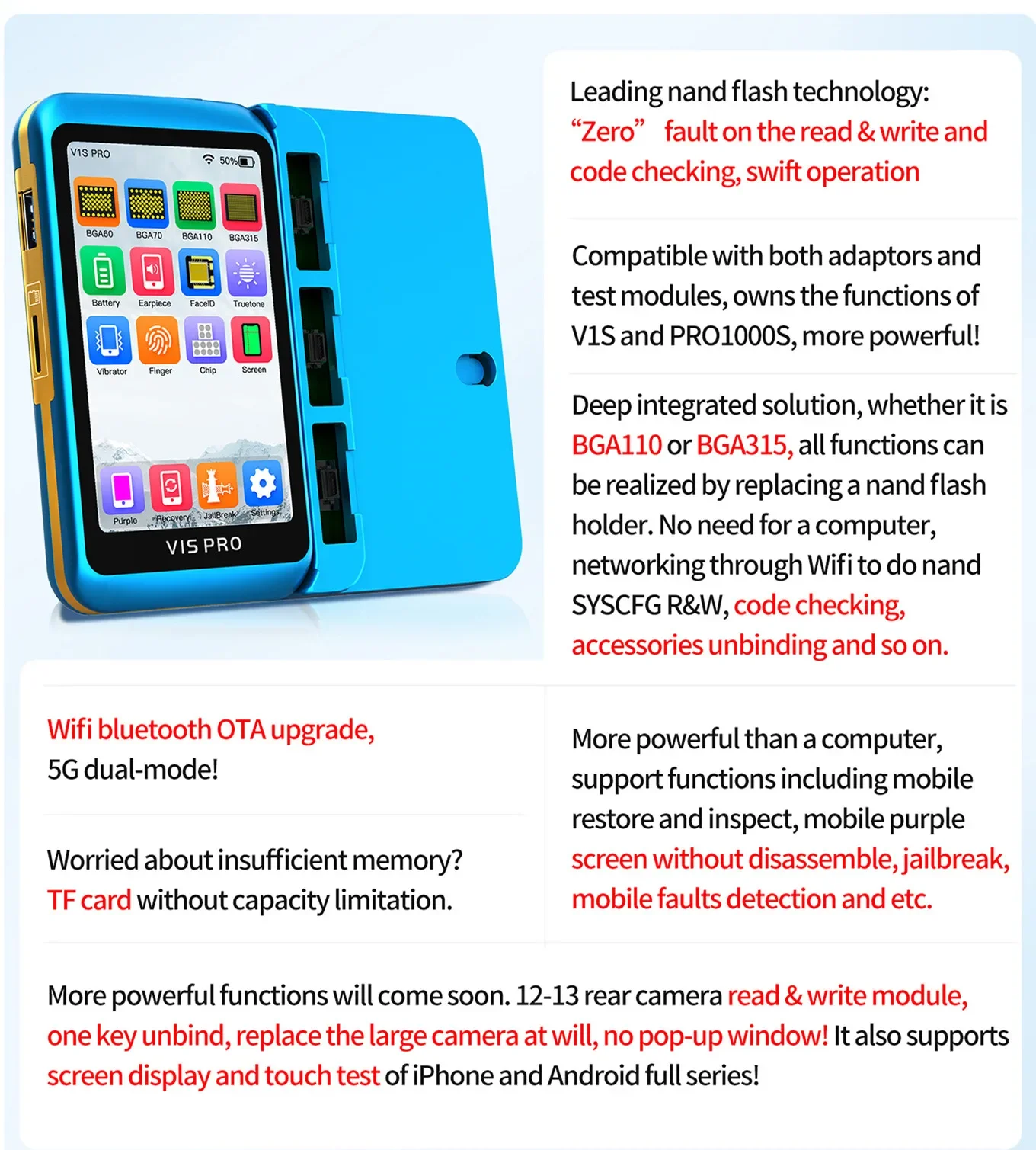 JCID V1S PRO with BGA315 BGA110 BGA70 Socket for IPhone 6-16