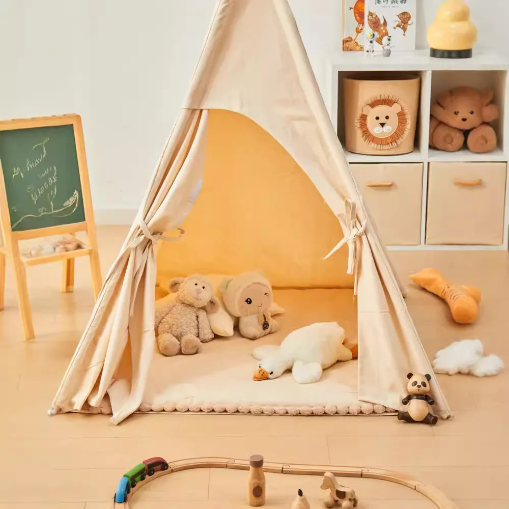 Portable  Teepee Tent Large Play House for Children Tents Kids Canvas Indian Play Tent Wigwam Child Tipi Room Decoration 4