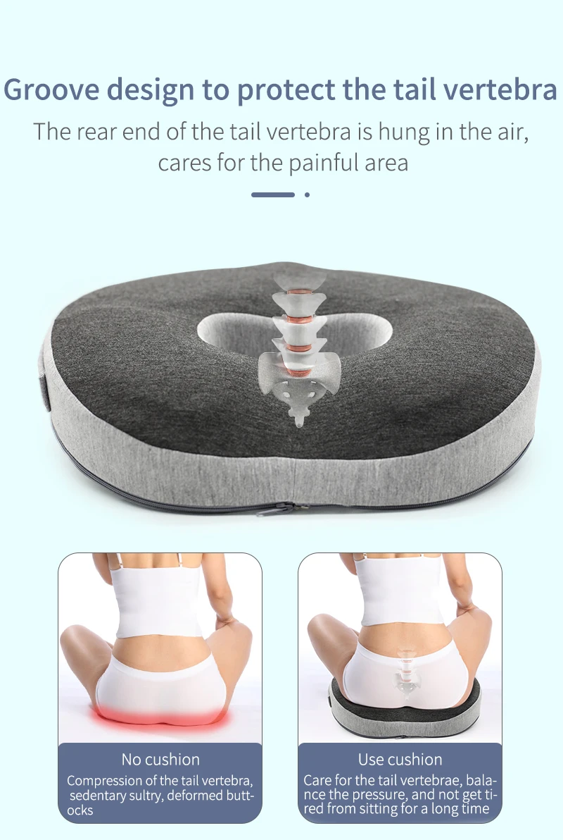 3D Orthopedic Seat Cushion Memory Foam Breathable Office Cushion Tailbone Waist Pain Relief Protect Lumbar Cushion Home Car Seat