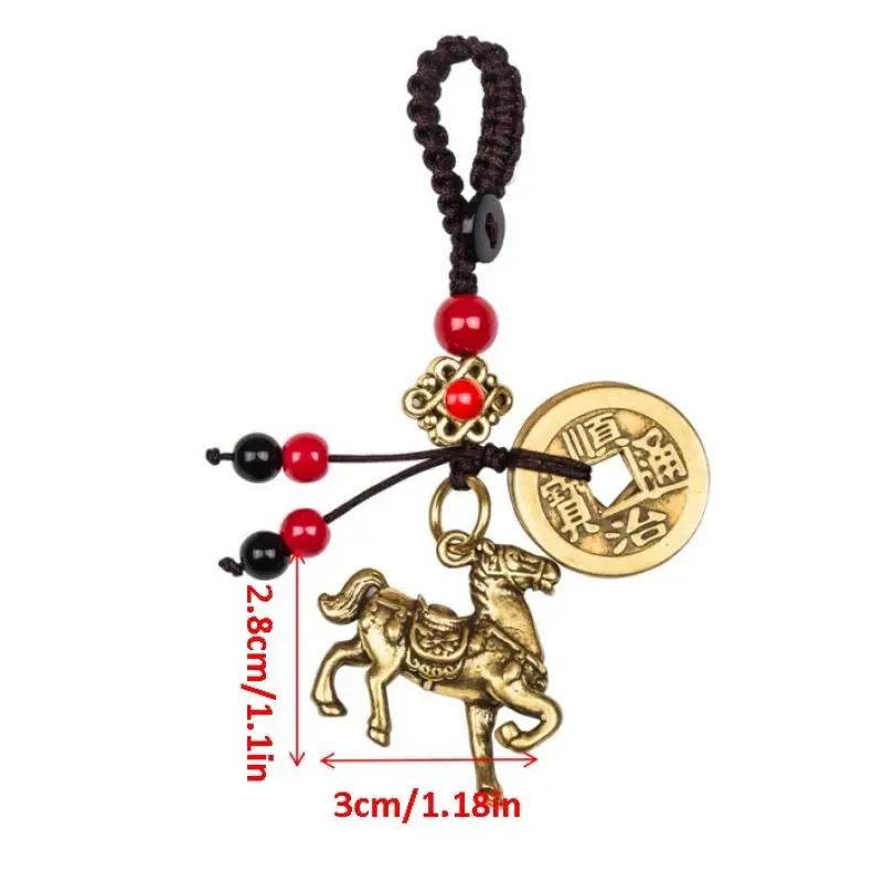 2026 Year Of Chinese Zodiac Horse Lucky Pendant Keychain Copper Feng Shui Wealth Key Ring Women Men Bag Charm Jewelry Gift