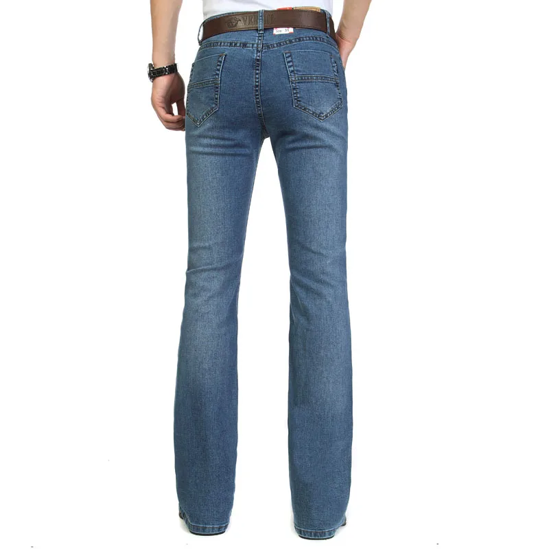 Male Bell Bottom Denim Trousers Slim Black Boot Cut Jeans Men's Clothing Casual Business Flares Pants 2