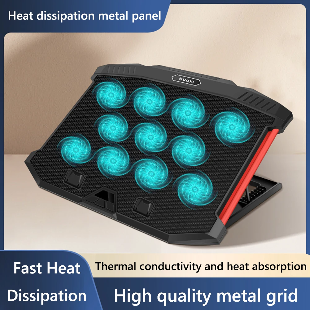 노트북 냉각 패드 11 조용한 팬 노트북 냉각 거치대, 듀얼 USB 인터페이스, LED 디스플레이 화면, 13-18 인치 태블릿 조정 가능