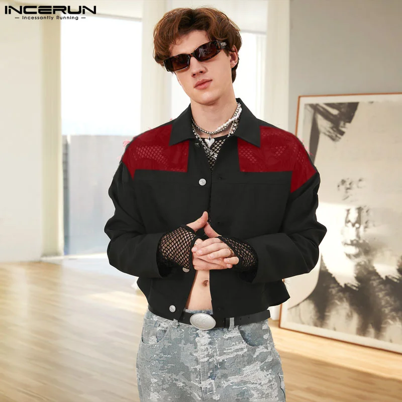 

Модные повседневные стильные топы INCERUN, новинка, мужской блейзер с бахромой и кружевом в стиле пэчворк, сексуальный мужской однотонный удобный костюм с длинными рукавами, пальто, женский