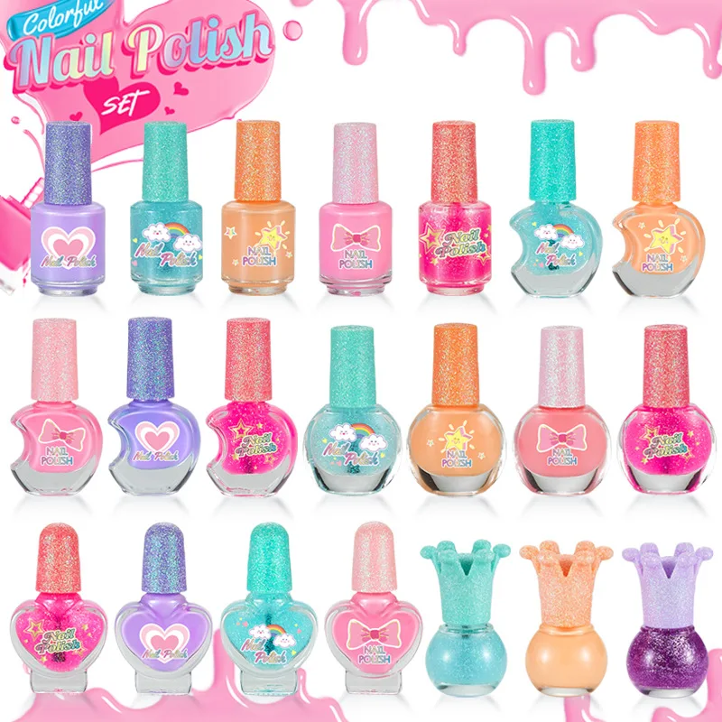 Children's Nail Polish Set 5 Color Safe Non-toxic Water-based Peelable Girls Princess Dress Up Play House DIY Nail Art Toys Nail Art Toys