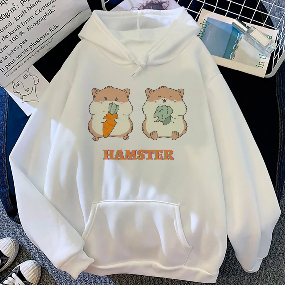 

Hamster hoodies women streetwear graphic vintage japanese Hood Pullover female Fleece Hooded Shirt