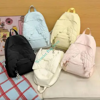 Stylish Wing Embellished Backpack For Girls Large Capacity School Book Bag Nylon Rucksack with Adjustable Comfortable Strap 1