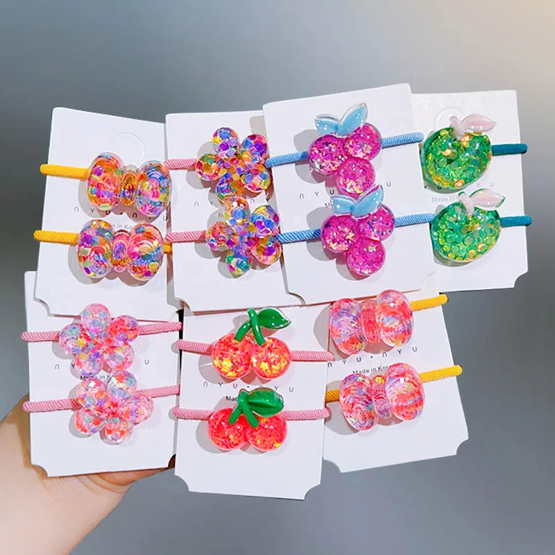 Children Sequins Floral Elastic Hair Bands Rubber Band Hair Tie Princess Kawaii Rope Headwear Girls Kids Accessories