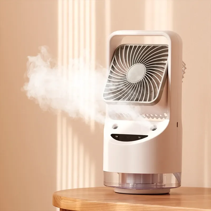 

2022 new arrival rechargeable mini water spray fan portable adjustable mist water fan with colorful light