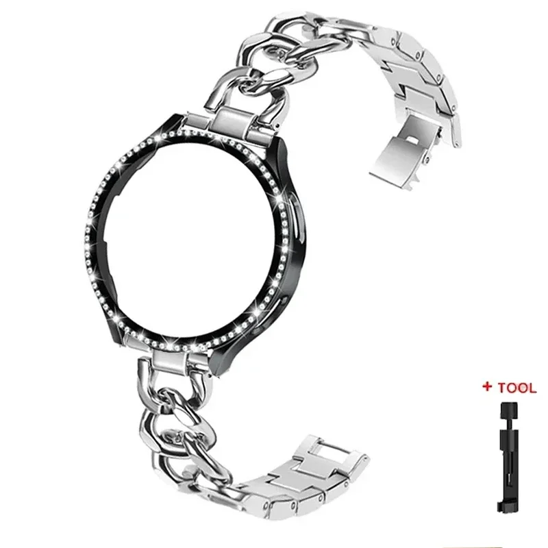 Elegant Bling Case with Metal Chain Strap & Screen Protector