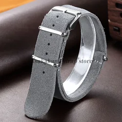 Premium Genuine Suede Leather Watch Strap - Versatile Fit - 22mm (Grey)